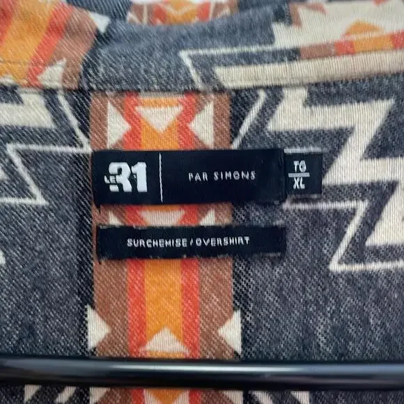 Levi's - Oversized Baggy Navajo Long Sleeve Shirt - Grey / Orange - XL - Picture 3 of 10